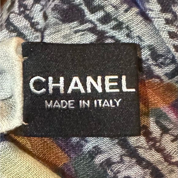 Auth Chanel Multicolor Cashmere Modal Silk Blend Striped Wrap Shawl Stole Scarf - Picture 2 of 15